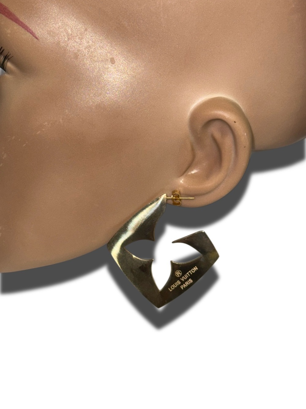 Gold Tone Geometric Cutout Statement Earrings Fashion Designer Inspired